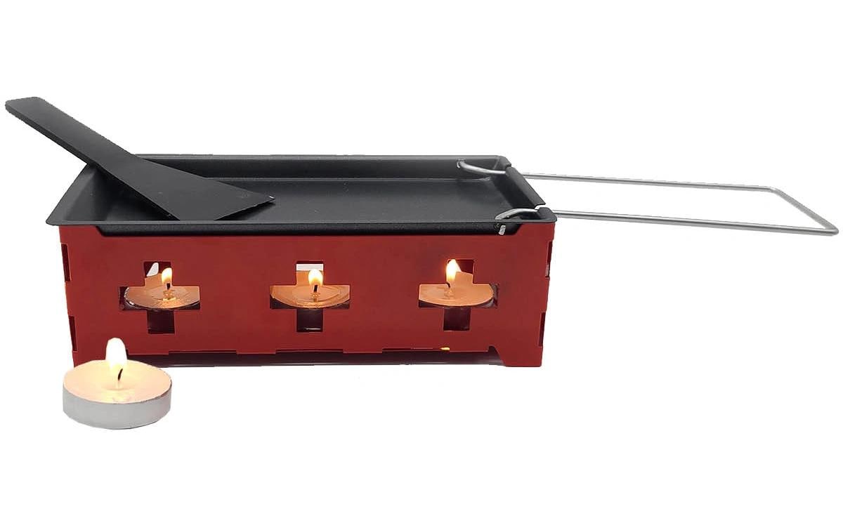 OHMEX Mini Raclette mit 4 Teelichter Rot/Schwarz