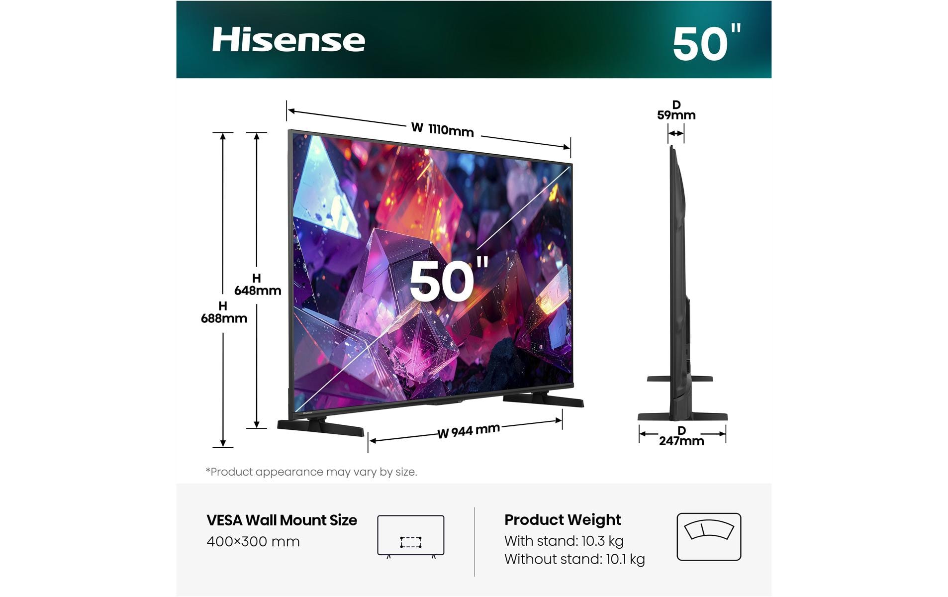 Hisense TV 50E7S PRO 50, 3840 x 2160 (Ultra HD 4K), QLED