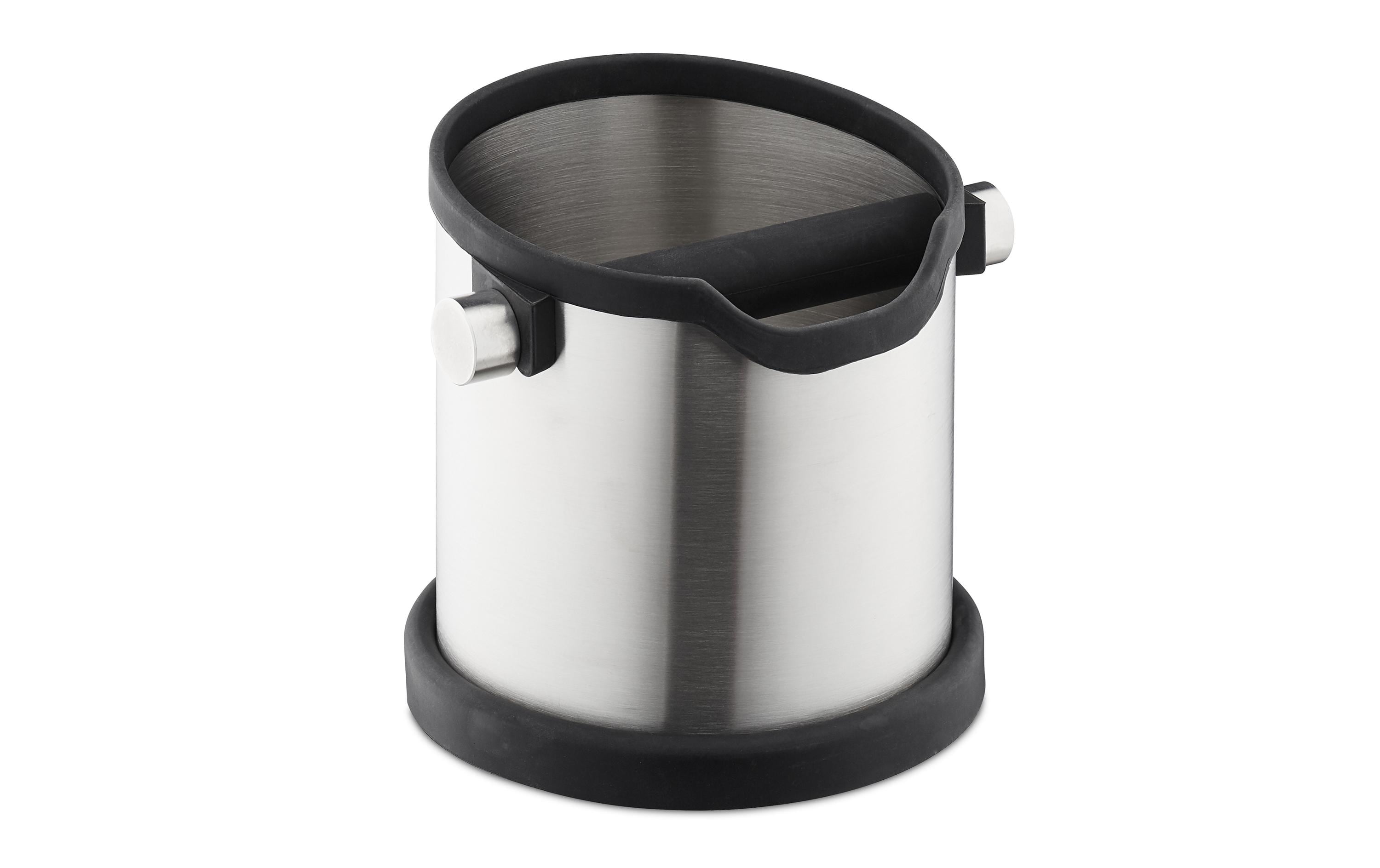 relaxdays Kaffeeabklopfbehälter Edelstahl 1.8 l Silber Schwarz