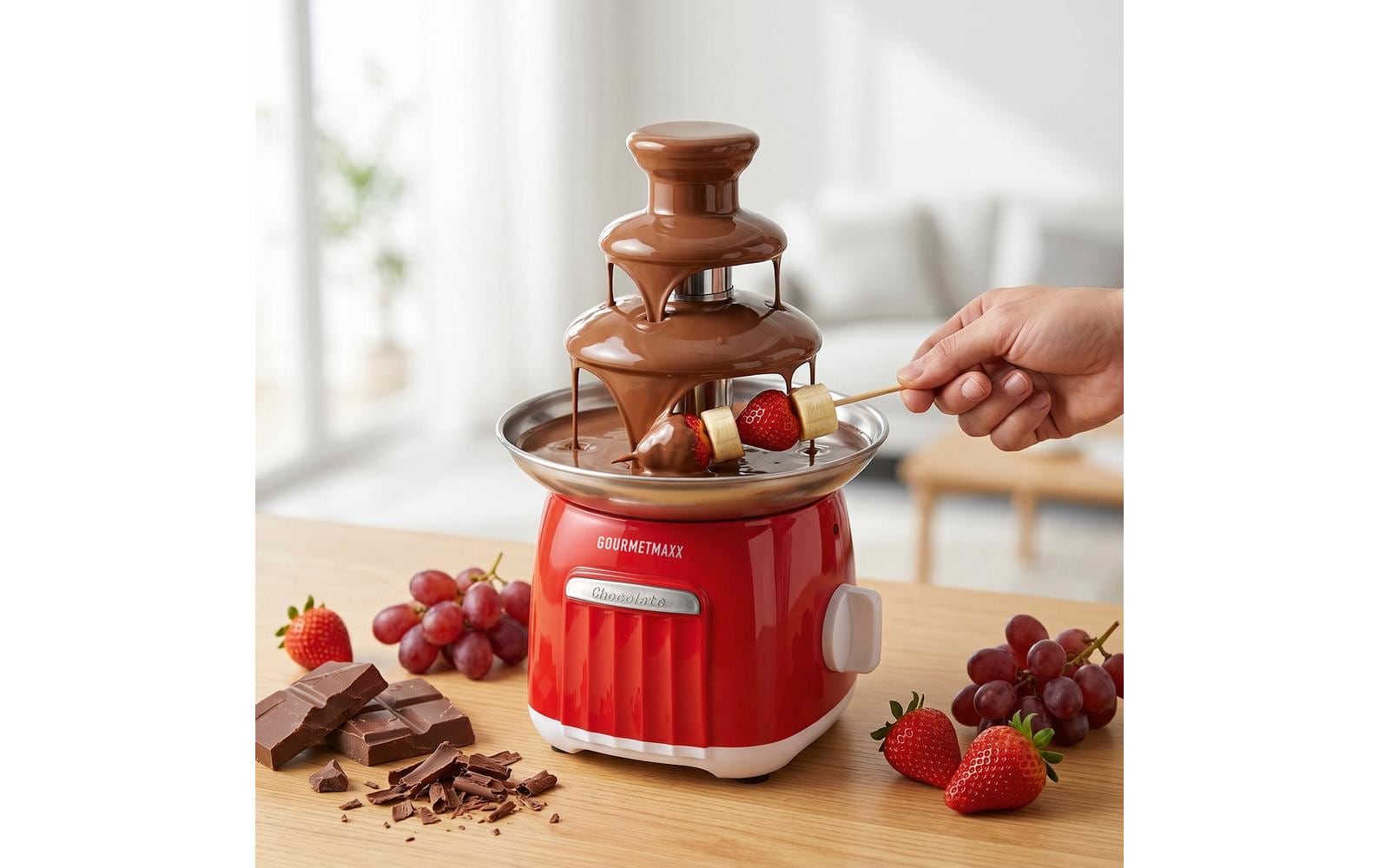 GOURMETmaxx GOURMETmaxx Schokoladenbrunnen 70W rot/weiss Retro Weiss