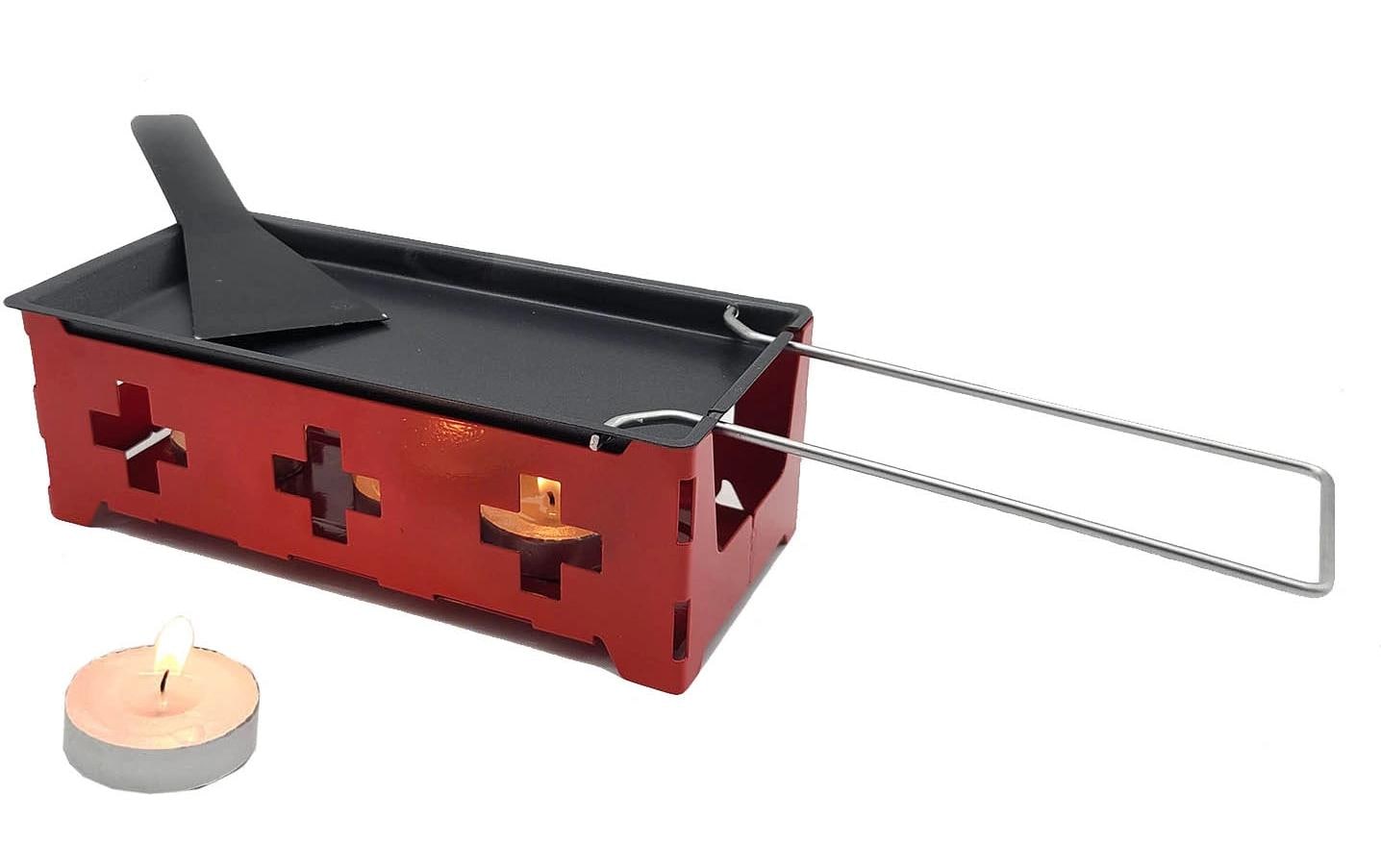 OHMEX Mini Raclette mit 4 Teelichter Rot/Schwarz