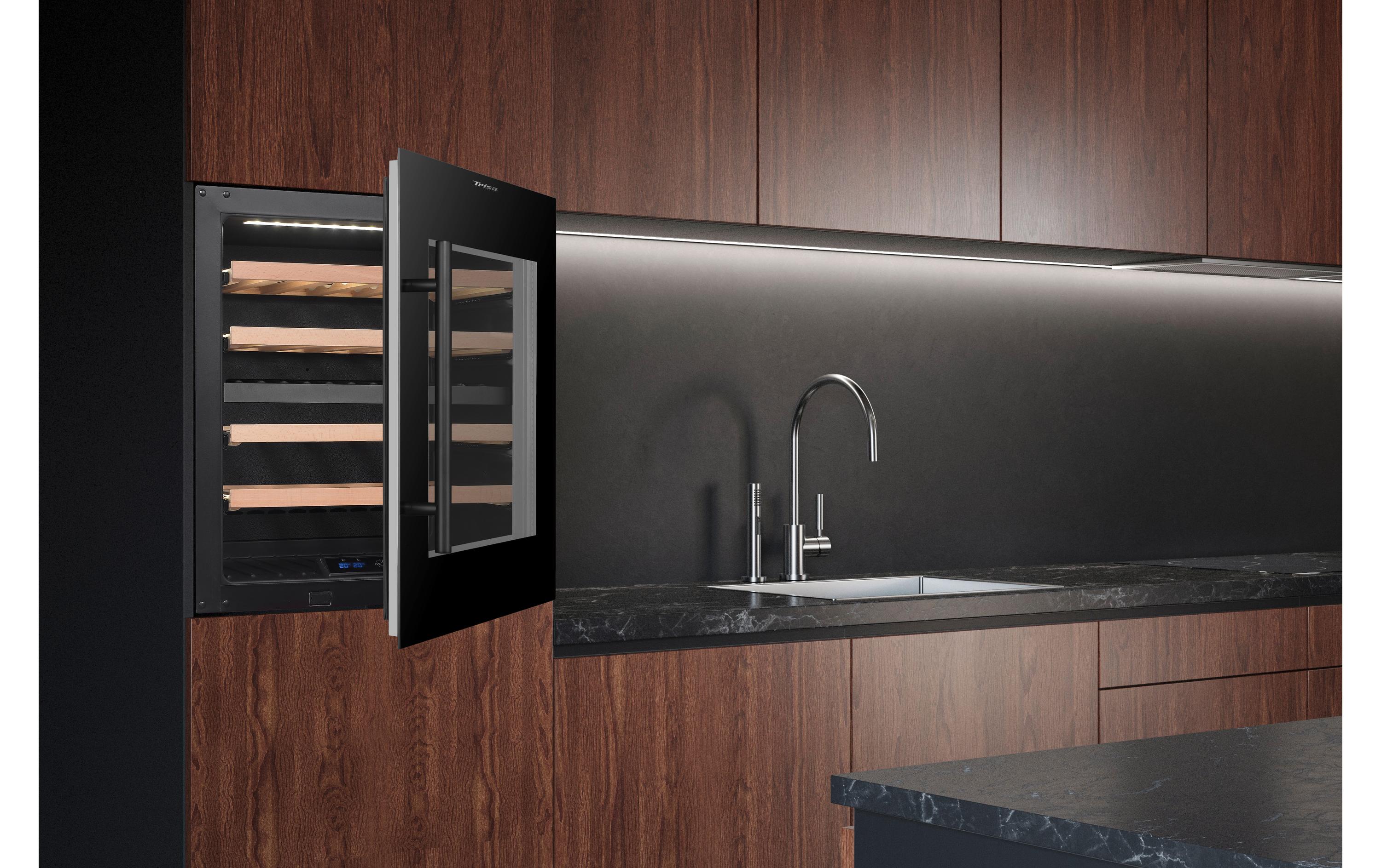 Trisa Einbauweinkühlschrank Dual Zone Schwarz, Rechts