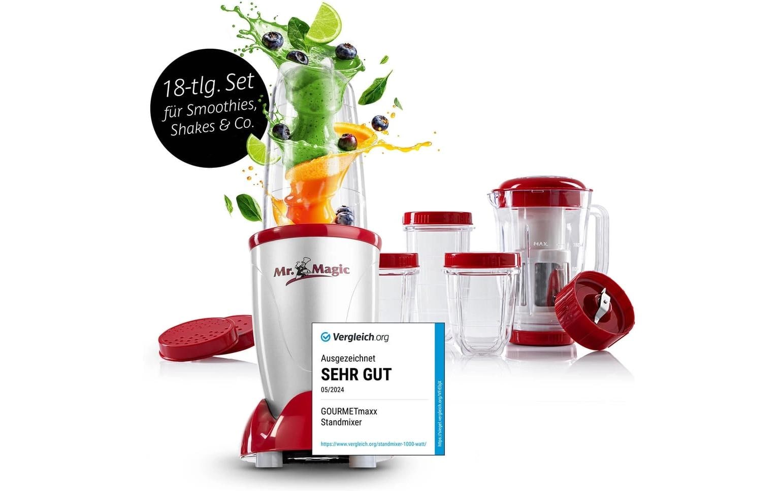 GOURMETmaxx Smoothie Maker Mr. Magic Rot/Silber