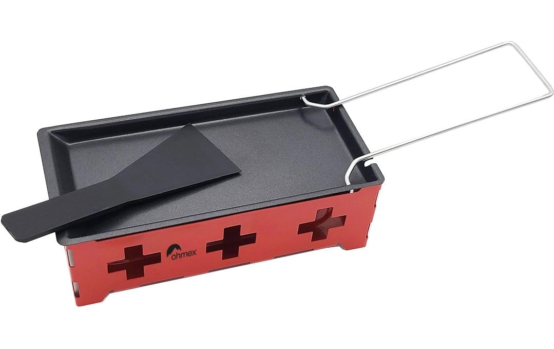 OHMEX Mini Raclette mit 4 Teelichter Rot/Schwarz