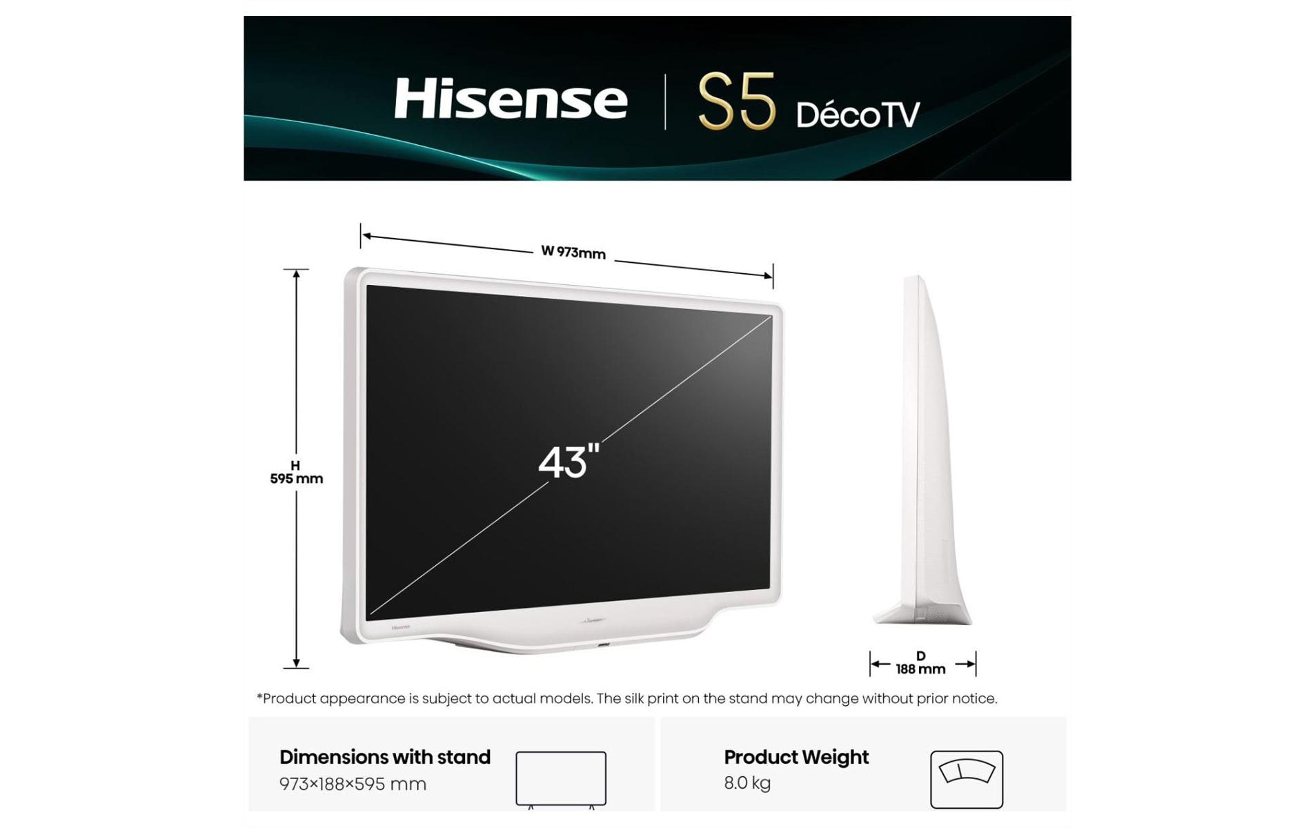 Hisense TV 43S5DQ 43, 3840 x 2160 (Ultra HD 4K), QLED