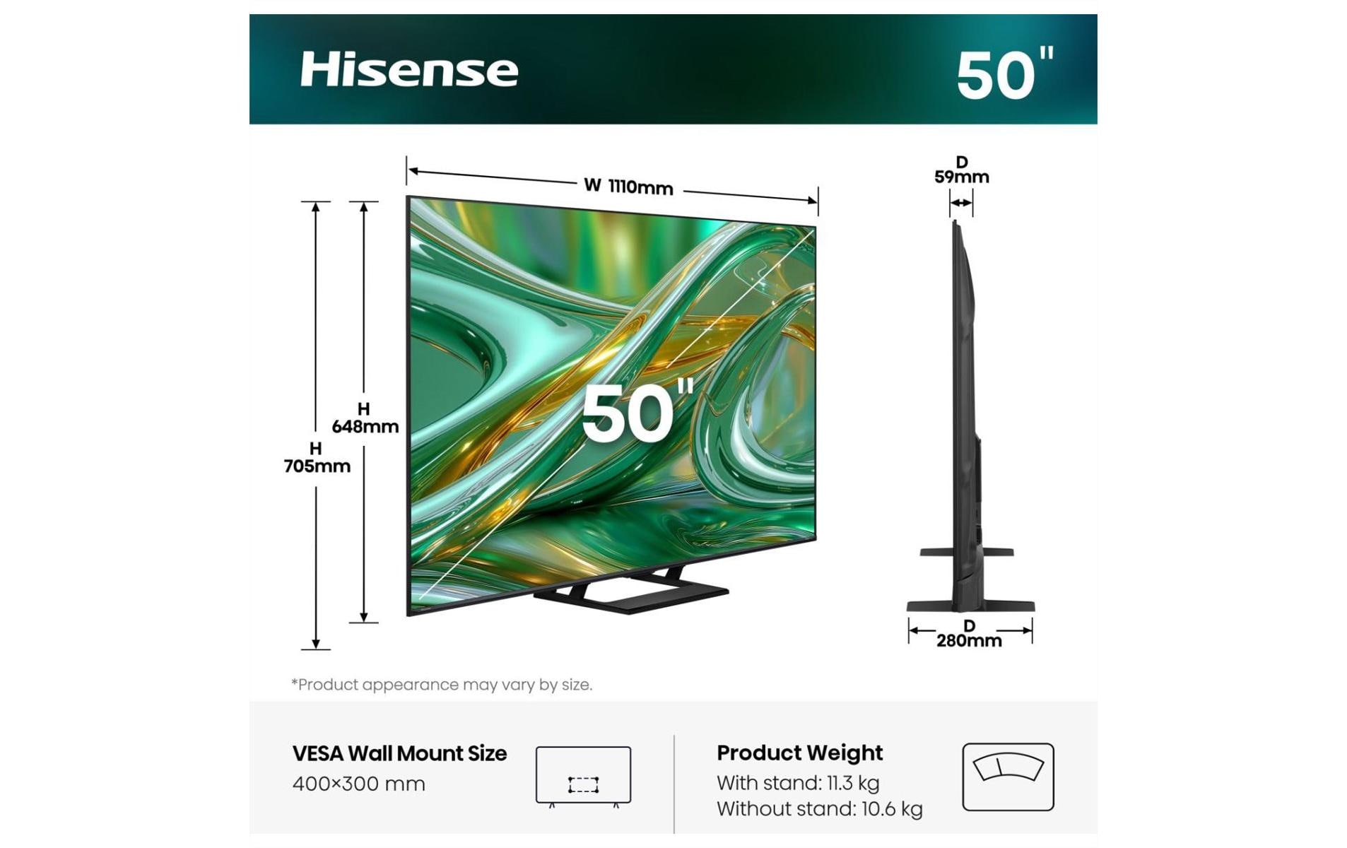 Hisense TV 50E8S 50, 3840 x 2160 (Ultra HD 4K), Mini LED