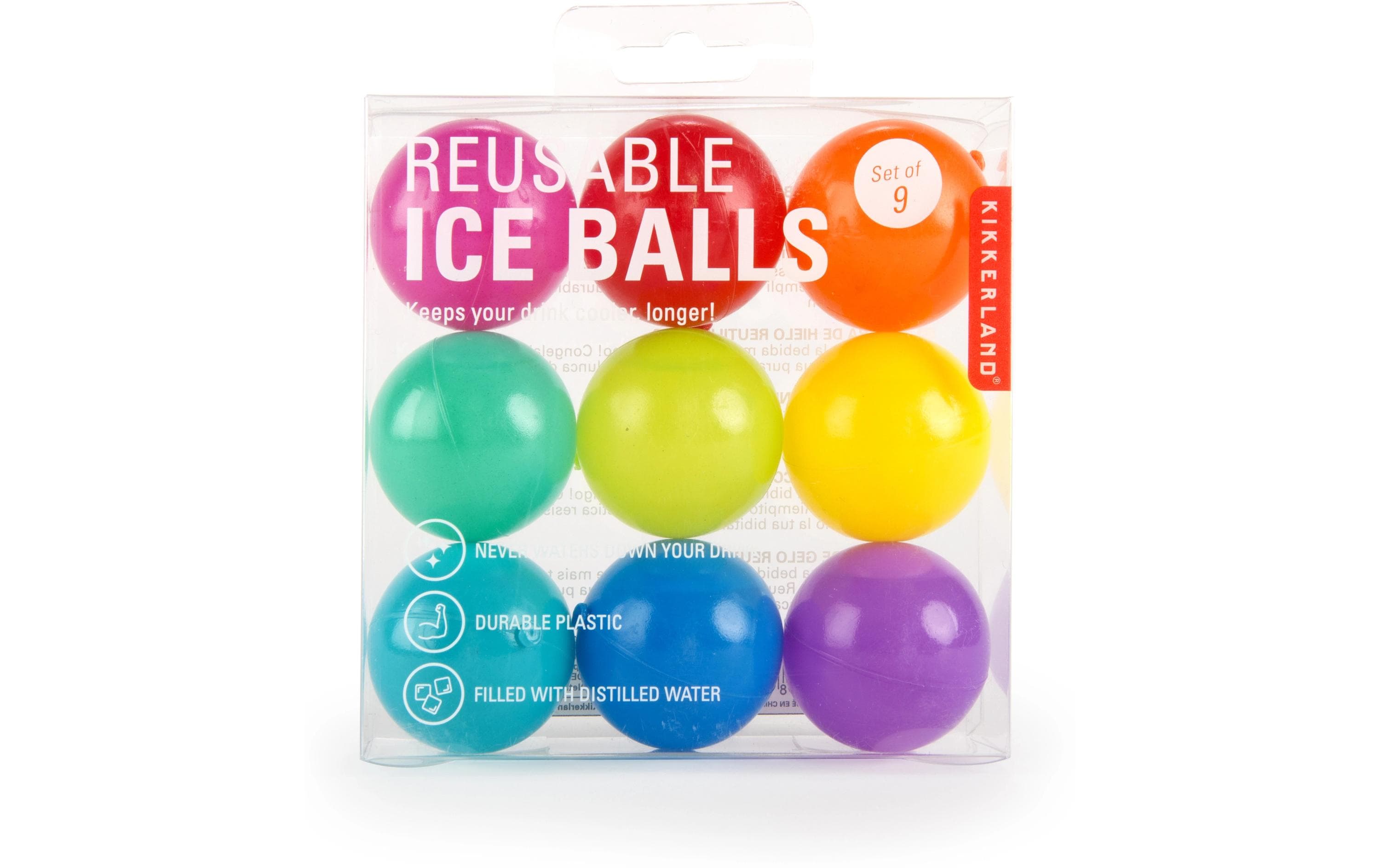 Kikkerland wiederverwendbare Eiswürfelform 9 Stück, Mehrfarbig