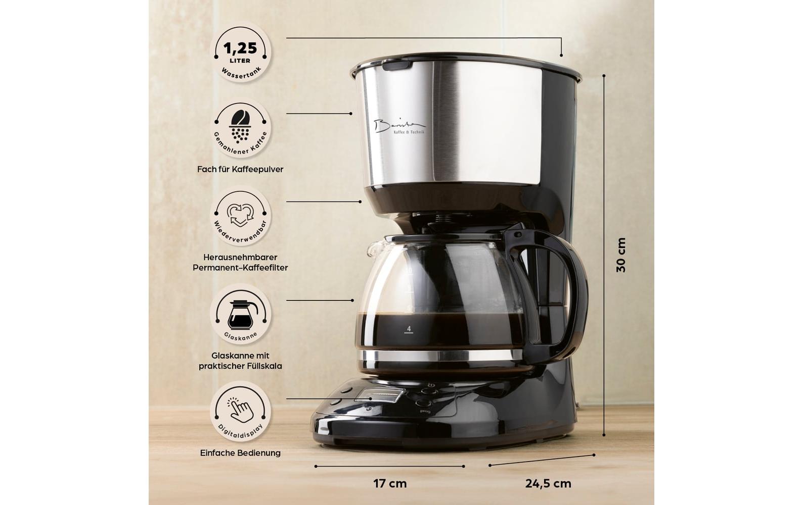 Barista Filterkaffeemaschine 30381 Schwarz/Silber