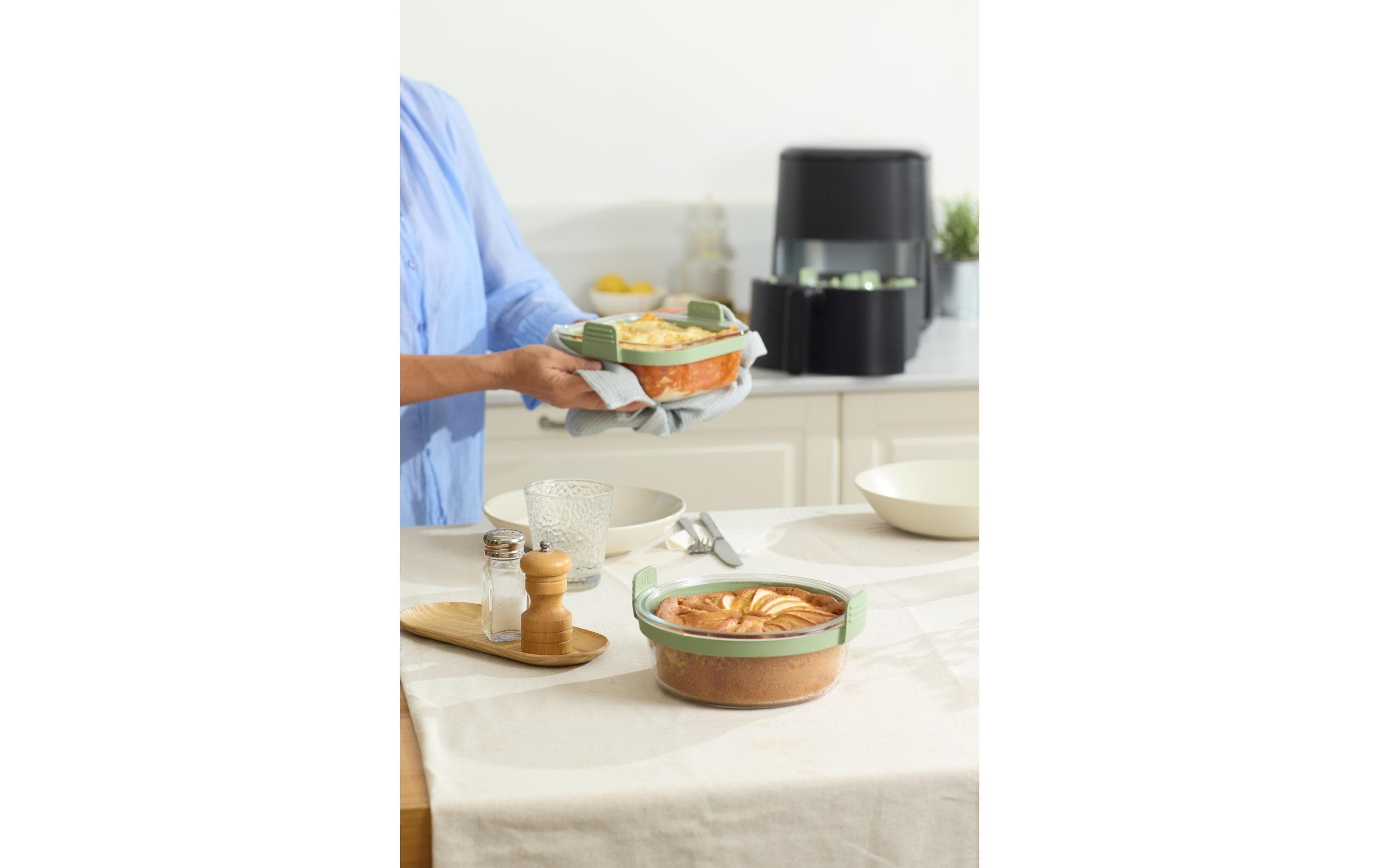 Lékué Backeinsatz Glasbehälter für Air Fryer Quadratisch