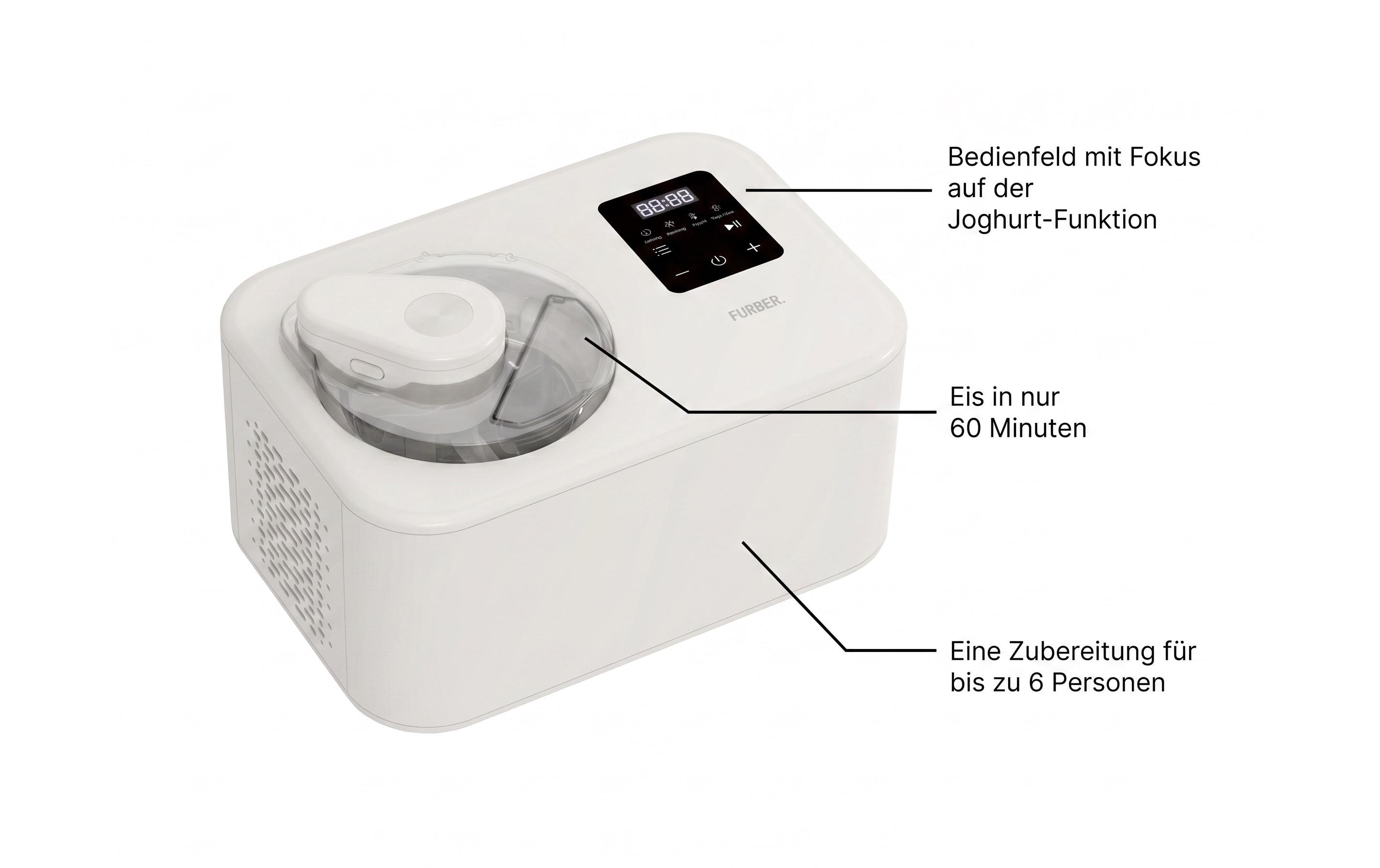 FURBER Glacemaschine Luigi Compact 1.2 l, Weiss