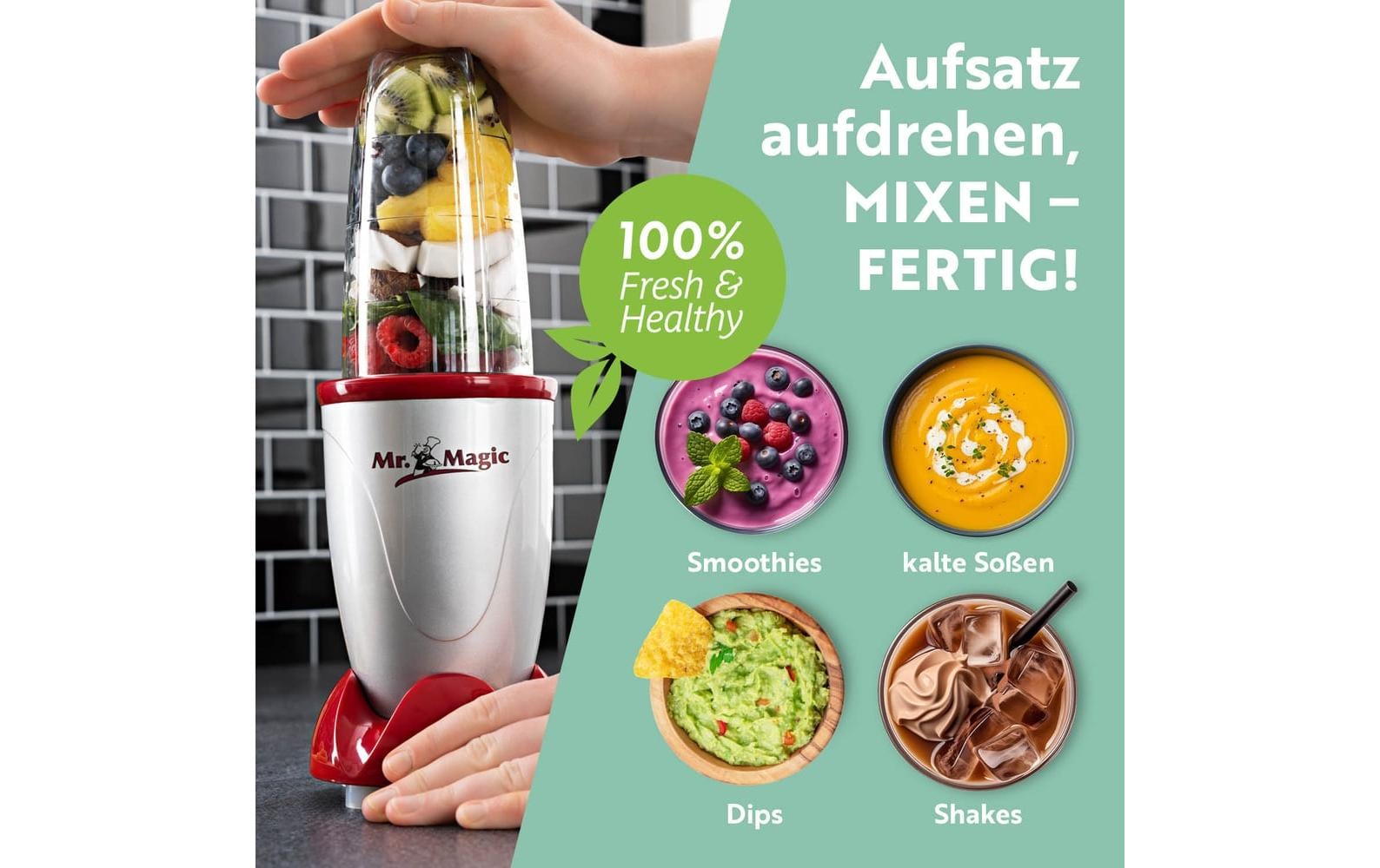 GOURMETmaxx Smoothie Maker Mr. Magic Rot/Silber