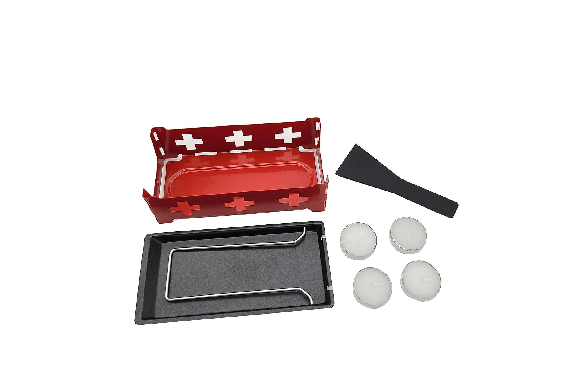 OHMEX Mini Raclette mit 4 Teelichter Rot/Schwarz
