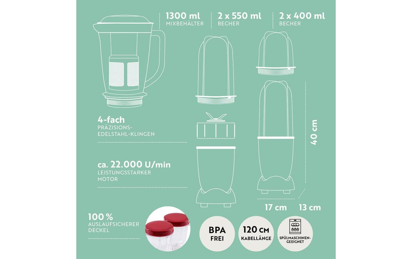 GOURMETmaxx Smoothie Maker Mr. Magic Rot/Silber