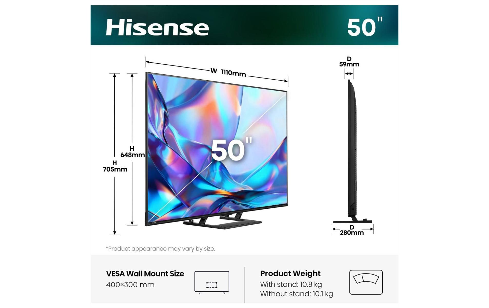 Hisense TV 50A7DS 50, 3840 x 2160 (Ultra HD 4K), QLED