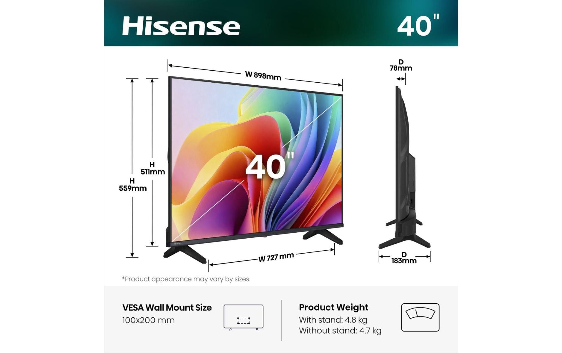 Hisense TV 40A49S 40, 1920 x 1080 (Full HD), LED-LCD