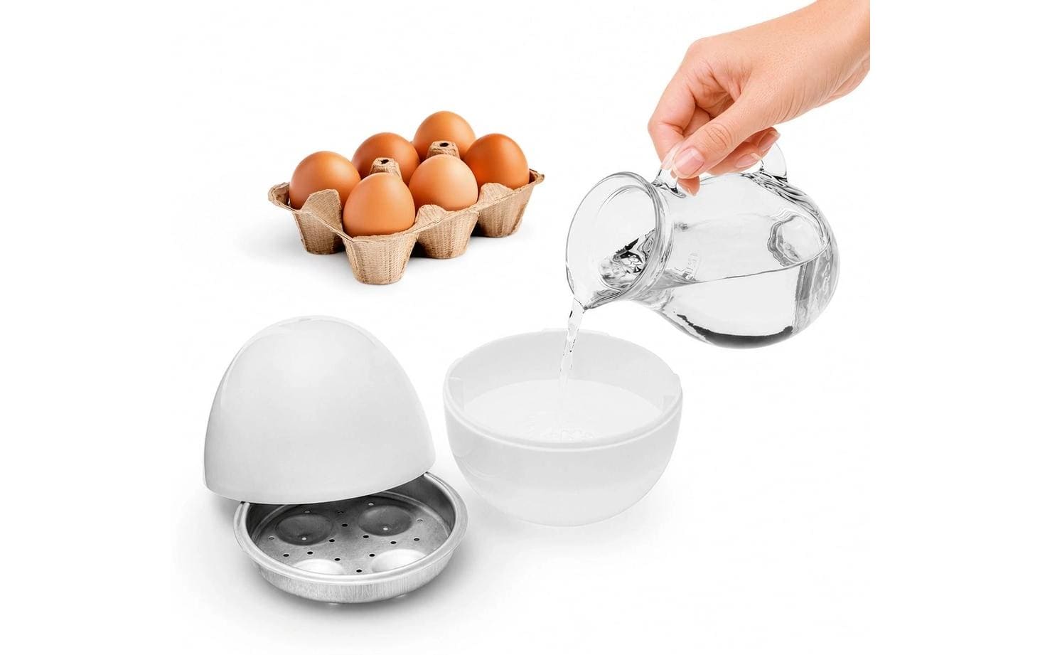 GOURMETmaxx GOURMETmaxx Mikrowellen-Eierkocher weiss für 4 Eier Weiss