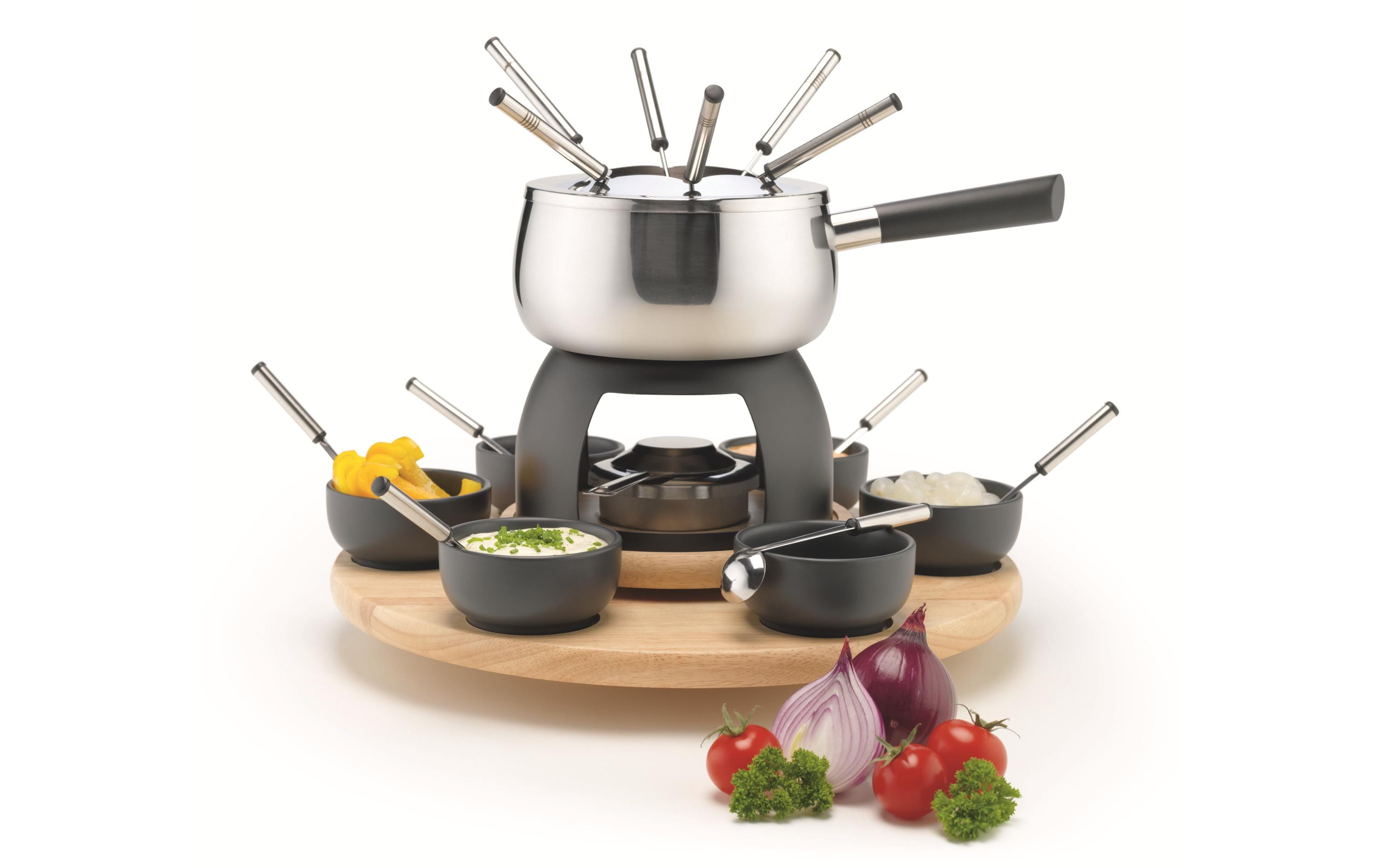 Mäser Fleischfondue-Set 23 Teile, Schwarz/Silber/Braun
